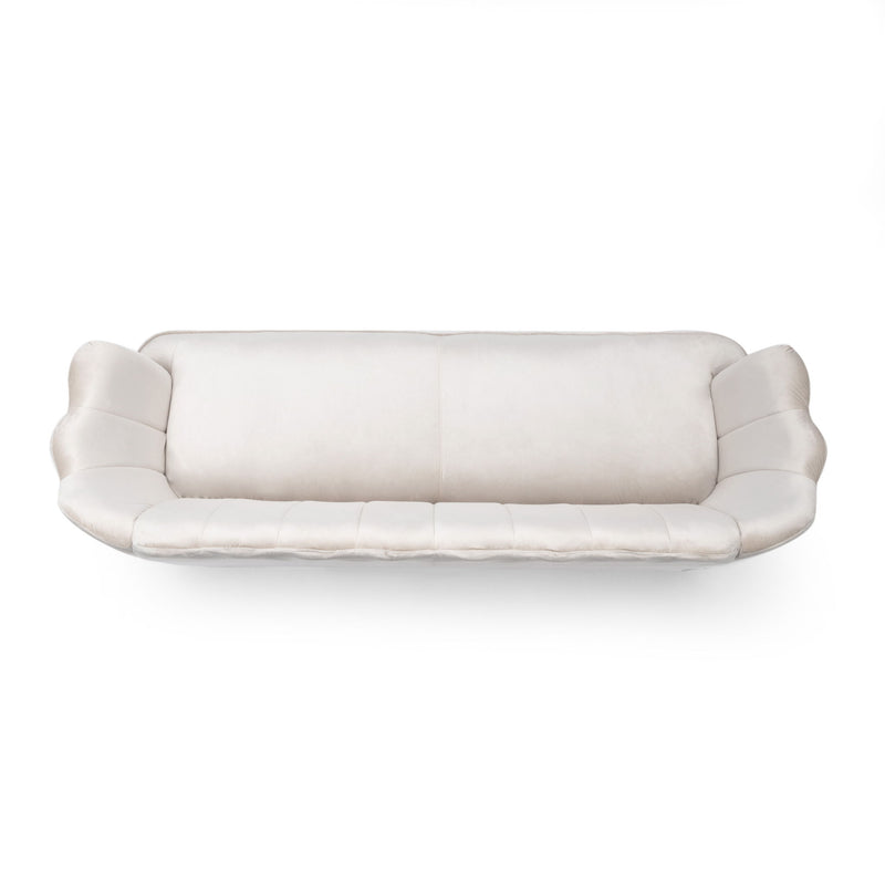 Modern Glam 3 Seater Sofa With Velvet Texture