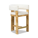 Vavona - Burl Upholstered Barrel Back Counter Height Bar Stool - Polar Off White
