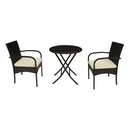 Outdoor Wicker Bistro Set With 2 Chairs - Brown Multi