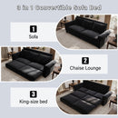 3 In 1 Convertible Sleeper Sofa With Nailhead Trim & Rolled Arm