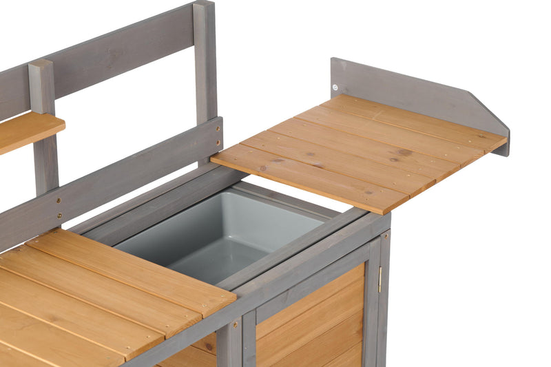 Outdoor Potting - Bench, Workstation Table With Cabinet For Backyard Garden Supplies - Brown / Gray