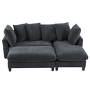 Upholstered L Shaped Sectional Sofa With Storage, Movable Ottoman, And 6 Throw Pillows