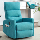 Manual Recliner Chair with Rocker and Swivel in Fabric for Living Room, Blue