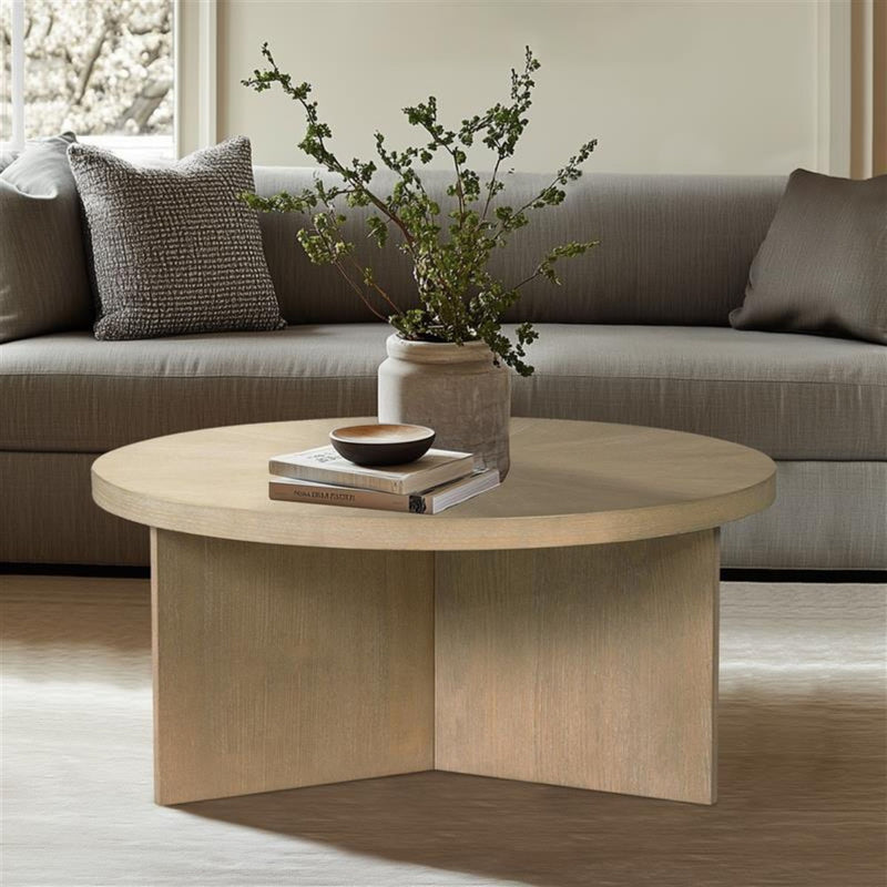 Round Coffee Table With Solid Veneer Top