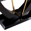 Modern Minimalist Luxurious Imitation Marble Dining Table Rectangular Office Desk With Tempered Glass - Black