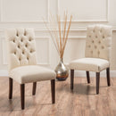 Harriet - Tufted Dining Chair Set Modern Farmhouse Style - Ivory Linen