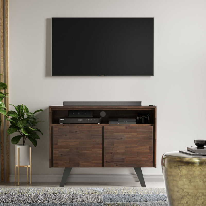 Lowry - Handcrafted TV Media Stand - Distressed Charcoal Brown