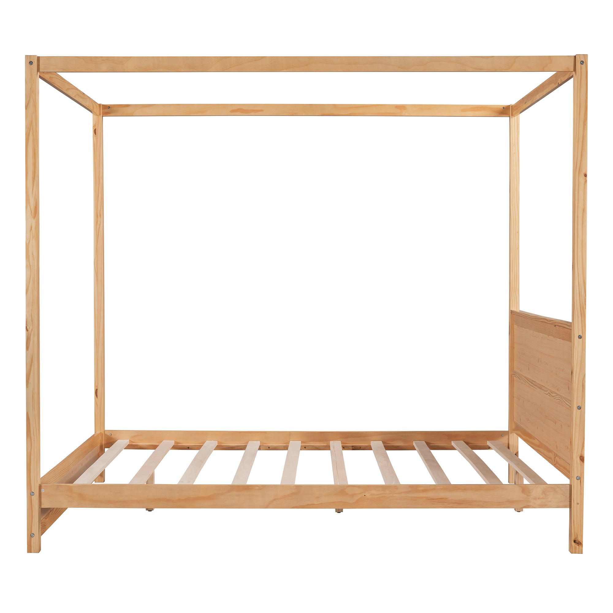 Queen Size Canopy Platform Bed with Headboard and Support Legs,Natural - Atlantic Fine Furniture Melbourne FL