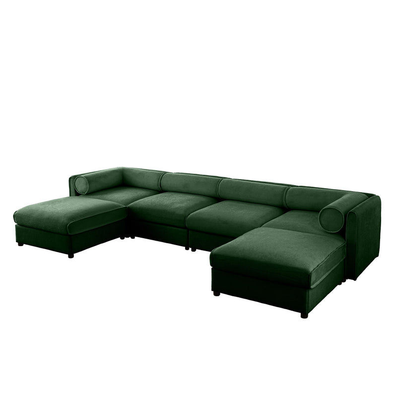 Contemporary Elegant White Chenille Sofa With Storage And Ottoman