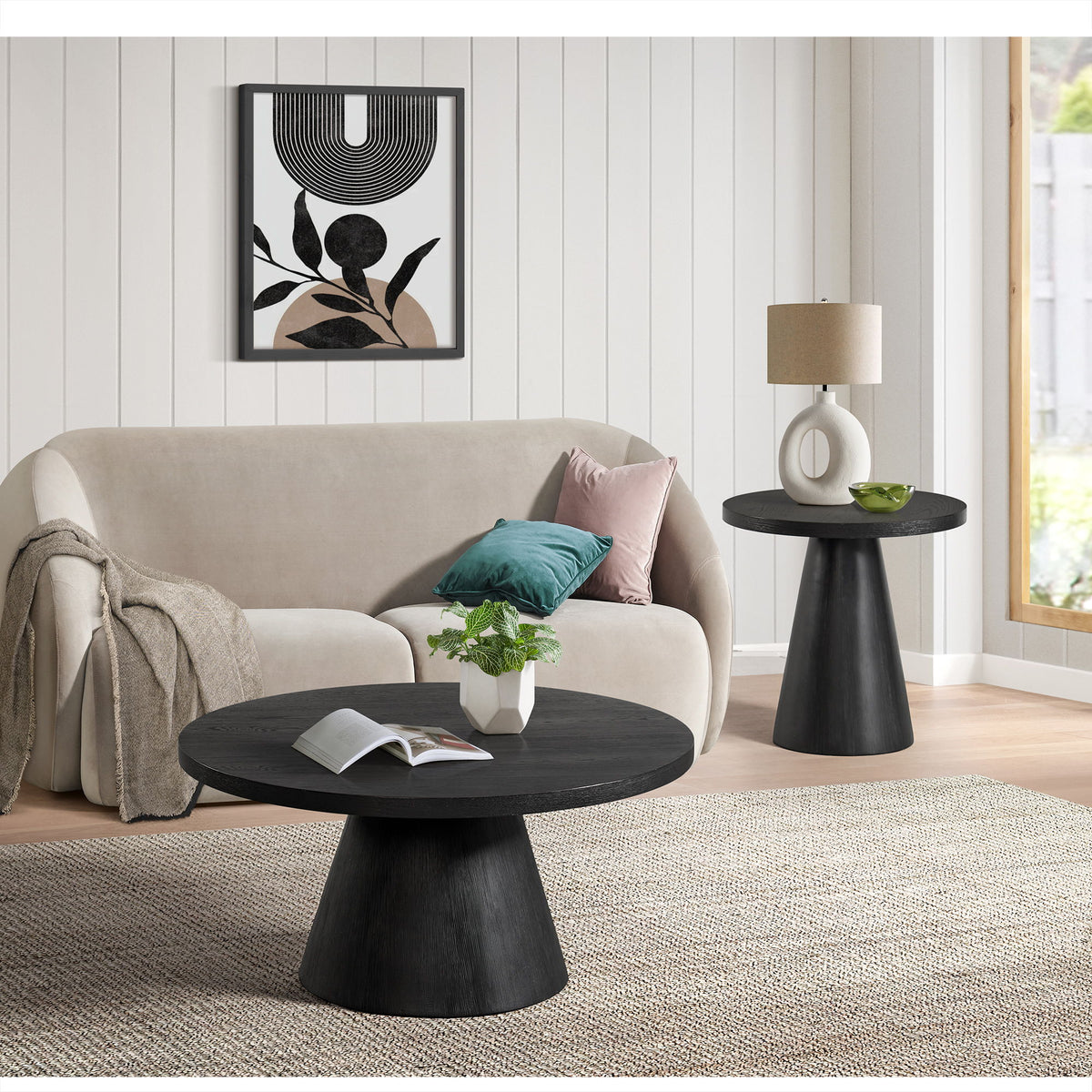 Portland Round Coffee Table in Black by Elements International, view 12