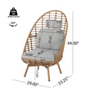 Ellis - Outdoor Wicker High Back Lounge Chair, Teak Finished Leg - Light Brown / Beige