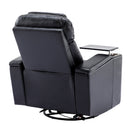 270° Power Swivel Recliner Home Theater Chair With Hidden Arm Storage, LED Light, Cup Holder, And Tray Table