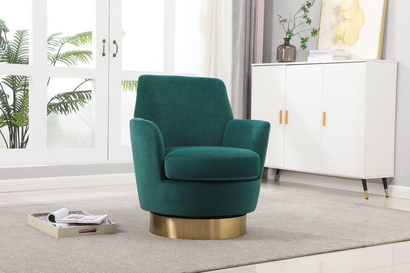 Swivel Barrel Chair, Swivel Accent Chairs Armchair For Living Room, Reading Chairs For Bedroom Comfy, Round Barrel Chairs With Gold Stainless Steel Base