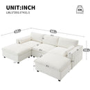 Modular Sectional With Storage Pockets, 5 Seat U Shaped Couch Set With Pillows, Free Combination Modern Cloud Sofa With 2 Movable Ottoman