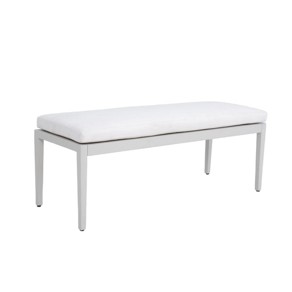 Outdoor Patio Aluminum Stationary Bench With Sunbrella Fabric Cushion - Grayish