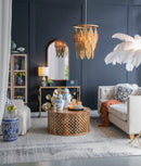 Hand Carved Rose Antique Mirror Frame, Wood Arch Mirror Wall Decor For Living Room