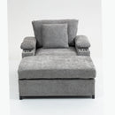 Chenille Fabric Sofa Bed With Cupholders And USB Charging Ports Chair For Living Room