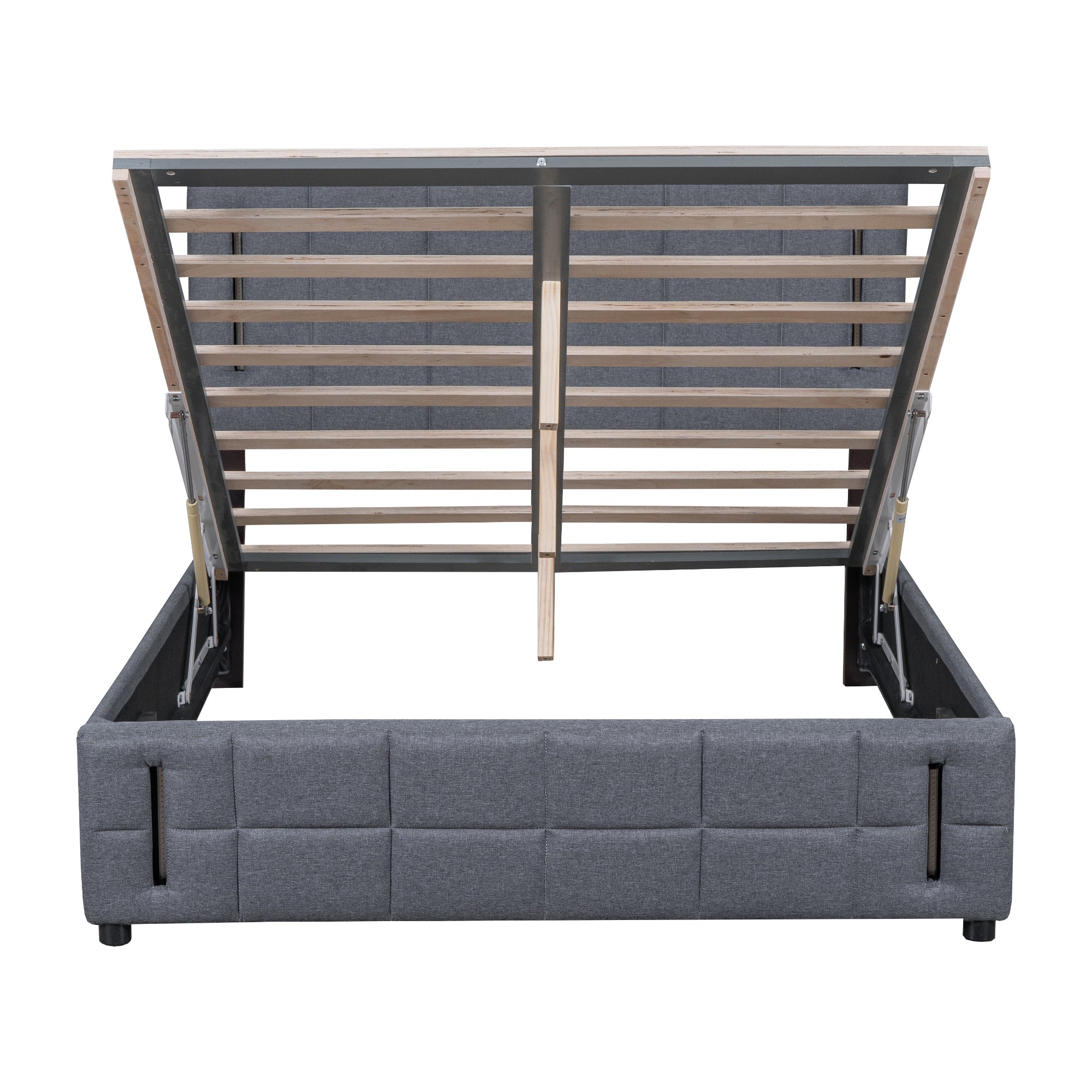 Queen Size Upholstered Bed with Hydraulic Storage System and LED Light, Gray - Atlantic Fine Furniture Melbourne FL