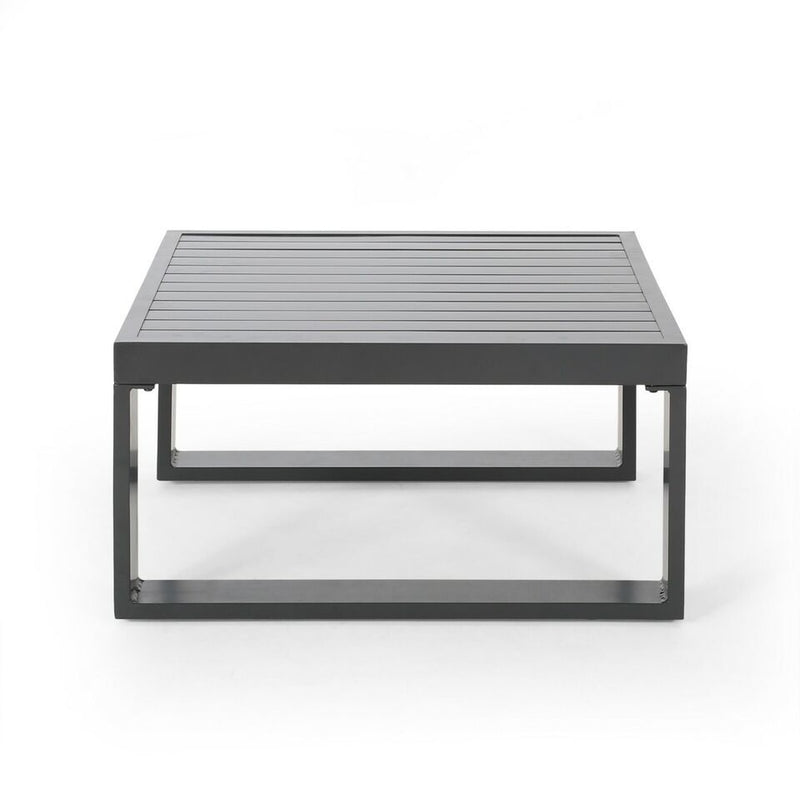 Dursley - Outdoor Aluminum V Shape Sofa Sectional - Beige / Gray