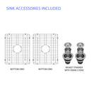 Sink 33" Double Bowl Kitchen Sink With Deep Bowls And Grids - White