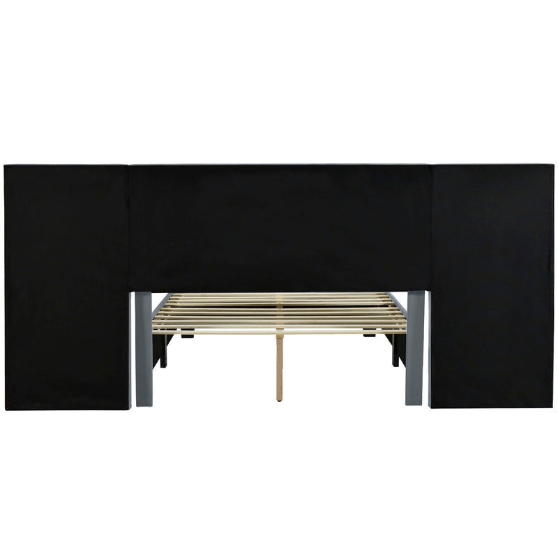 Upholstered Platform Bed With Big Headboard