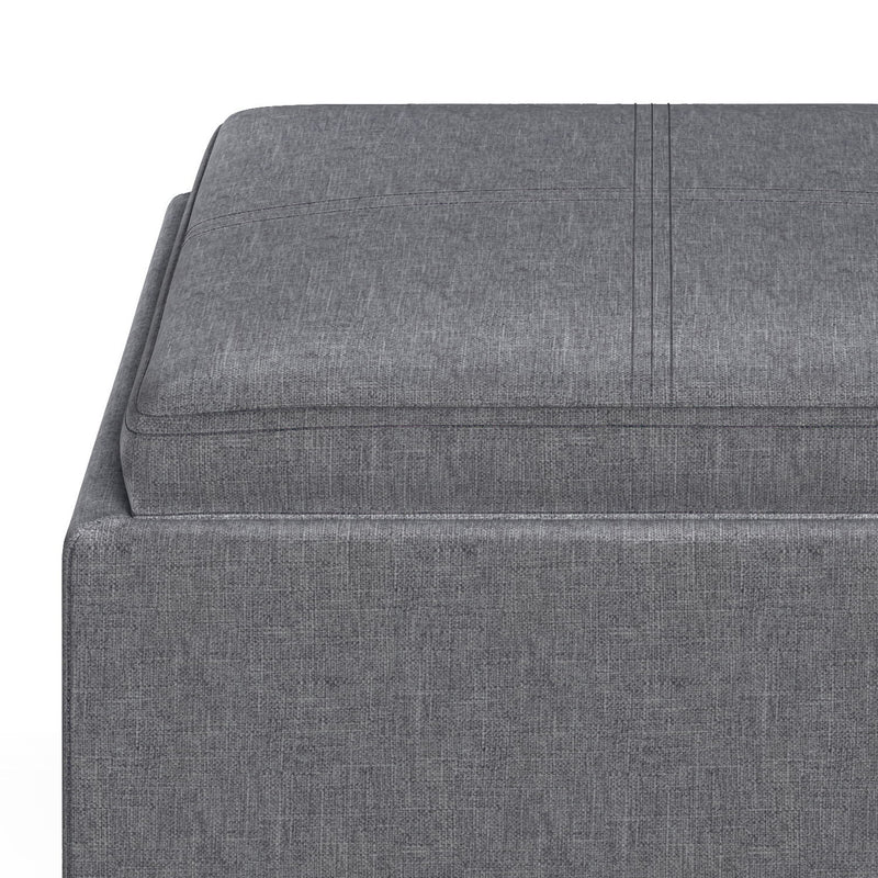 Rockwood - Upholstered Cube Storage Ottoman With Tray