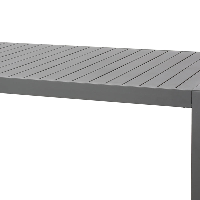 Modern Outdoor Aluminum Rectangular Dining Table With Slatted Top
