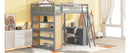 Full Size Loft Bed with Ladder, Shelves, and Desk, Gray(OLD SKU:LT100226AAE)