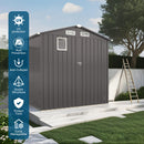 Compact Outdoor Storage Shed With Peaked Roof And Lockable Door - Gray