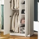 Viviane - Contemporary Wood Closet With Hanging Bars And 5 Shelves - White