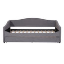 Teddy Fleece Twin Size Upholstered Daybed with Light and Trundle, Gray