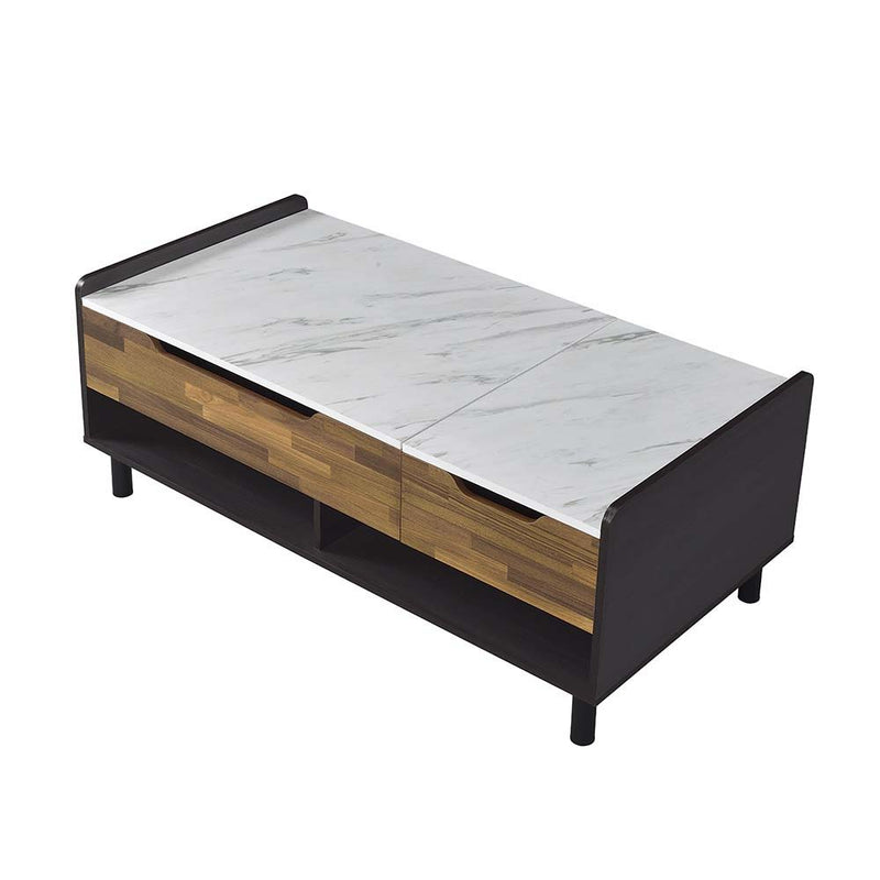 Axel - Coffee Table - Marble, Walnut & Black Finish - Atlantic Fine Furniture Inc