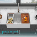 Kitchen Sink Workstation 33" Single Bowl Sink With Work Surface - White