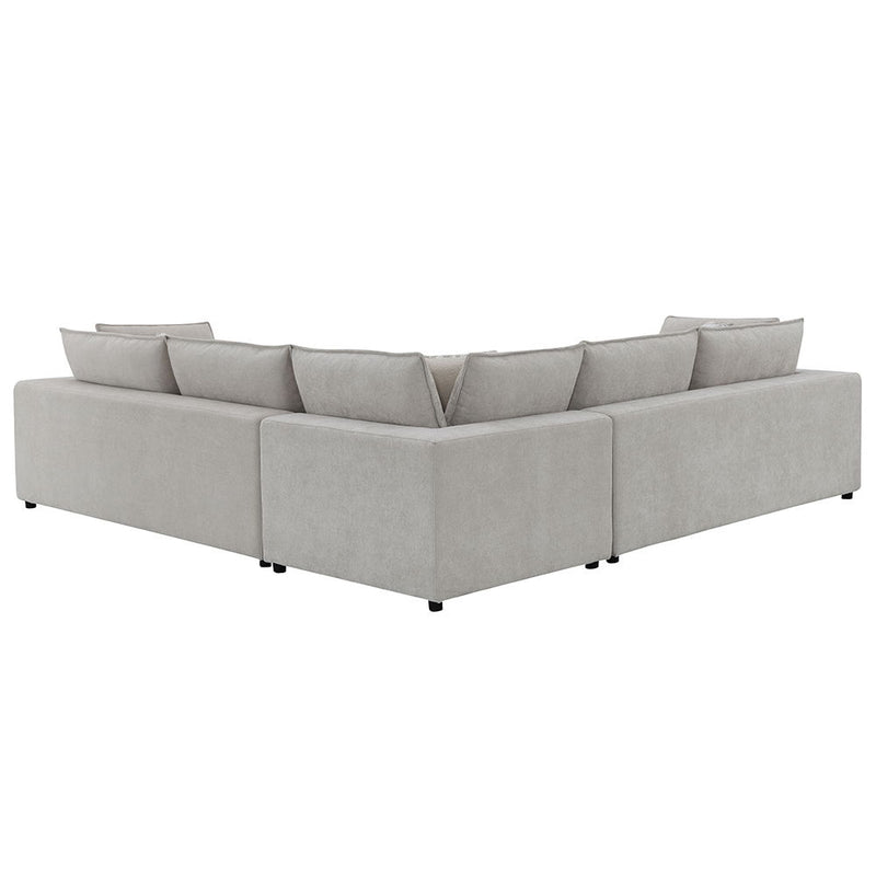 Marisa - Modular Wedge With Pillow - Beige Boucle