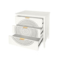 3 Drawer Cabinet With Hollow Carved 3 Drawer Dresser Storage Chest With Metal Handles For Entryway Living Room Bedroom - Beige