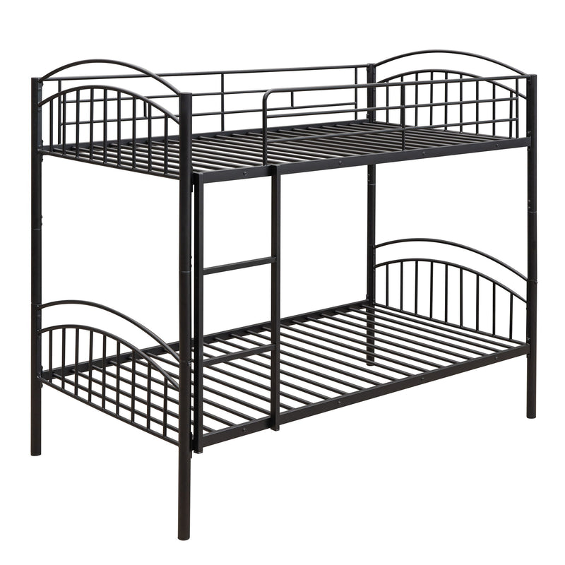 Twin Over Twin Metal Bunk Bed, Divided Into Two Beds - Black