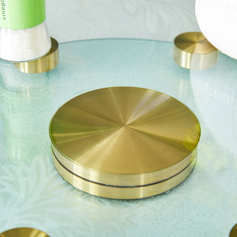 Double Layer Rotatable Round Glass Plate - Gold / Transparent