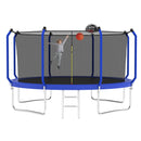 Trampoline With Basketball Hoop, Astm Approved Reinforced Type Outdoor Trampoline With Enclosure Net