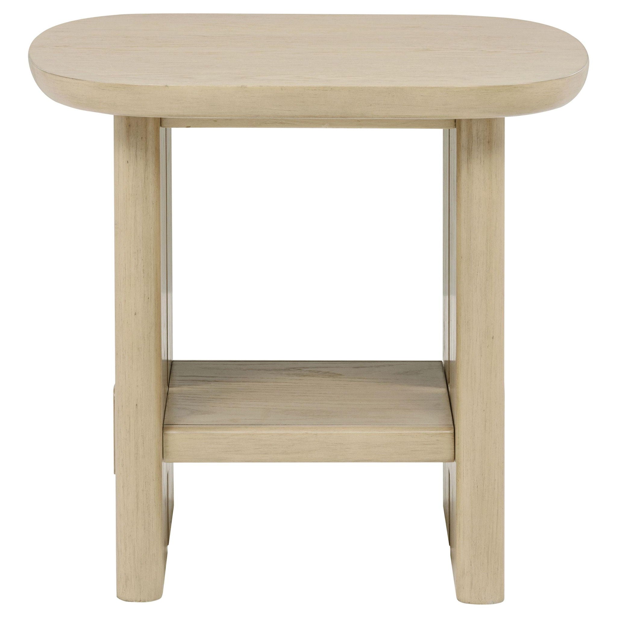 Kailani Coastal Square End Side Table with Shelf Beige Oak
