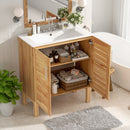 Bathroom Vanity With Ceramic Sink, Freestanding Cabinet - Antique Natural / Brown