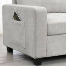 Sectional With Acrylic Table Top U Shaped Couch Set With 2 Consoles USB Charger, Storage Drawers And Pockets Movable Ottoman Tufted Sofa