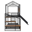 Metal Bunk Bed, Metal Housebed With Slide And Storage Stair
