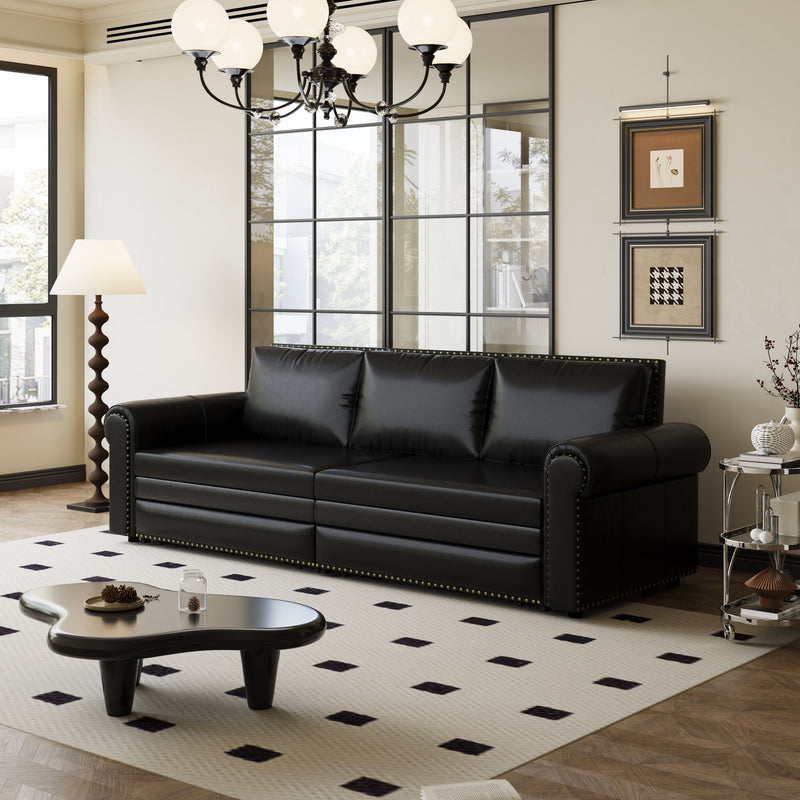 Pull Out Sofa Bed 3 In 1 Velvet Convertible Sleeper Sofa With Nailhead Trim & Rolled Arm, Multi Functional