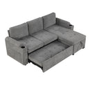 Convertible L Shaped Sofa Couch With Storage, Cup Holders, USB Ports
