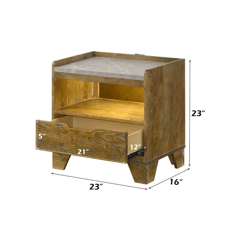 Garcia - Nightstand With LED - Light Brown