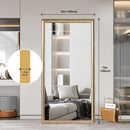 Elegant Full Body Floor Mirror With Artificial Wood Frame, Durable Design - Copper