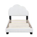 Twin Size Upholstered Boucle Fabric Platform Bed with Cloud-Shaped Headboard