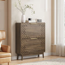 Freestanding Shoe Cabinet With 2 Flip Top Drawers For Entryway - Walnut