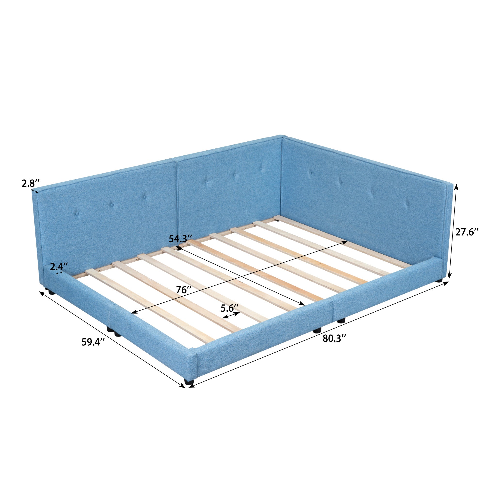Upholstered Full Size Tufted Platform Bed, Blue - Atlantic Fine Furniture Melbourne FL
