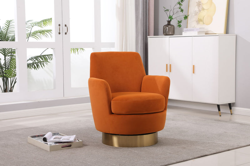 Swivel Barrel Chair, Swivel Accent Chairs Armchair For Living Room, Reading Chairs For Bedroom Comfy, Round Barrel Chairs With Gold Stainless Steel Base